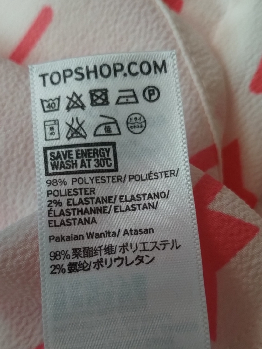 Topshop Cream Blouse Womens 4 Coral Star Print Black Trim Button Down - Picture 8 of 8